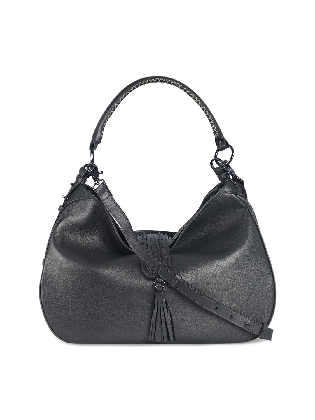 

tohl Black Solid Leather Shoulder Bag