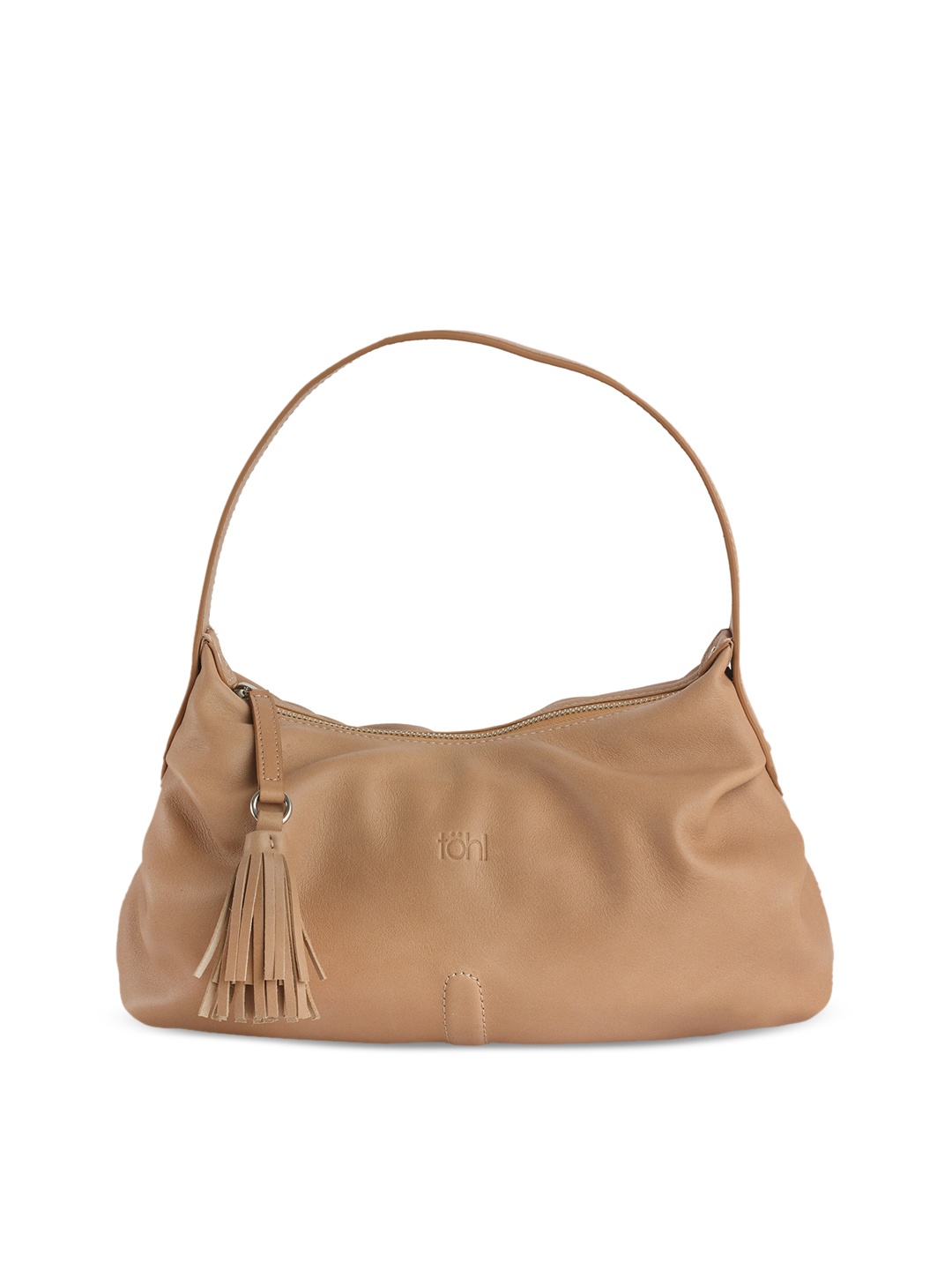 

tohl Nude-Coloured Solid Leather Shoulder Bag