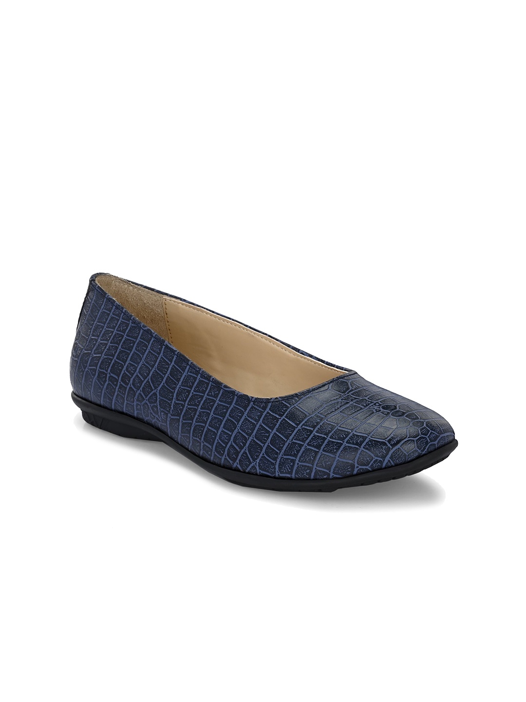 

CARLO ROMANO Textured Round Toe Ballerinas, Navy blue