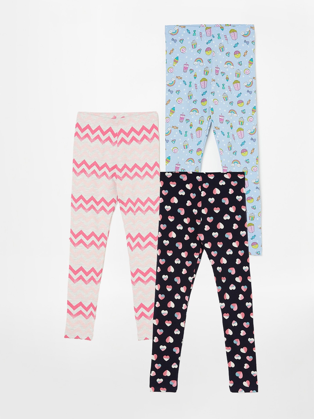 

Fame Forever by Lifestyle Girls Pack Of 3 Printed Ankle Length Leggings, Blue