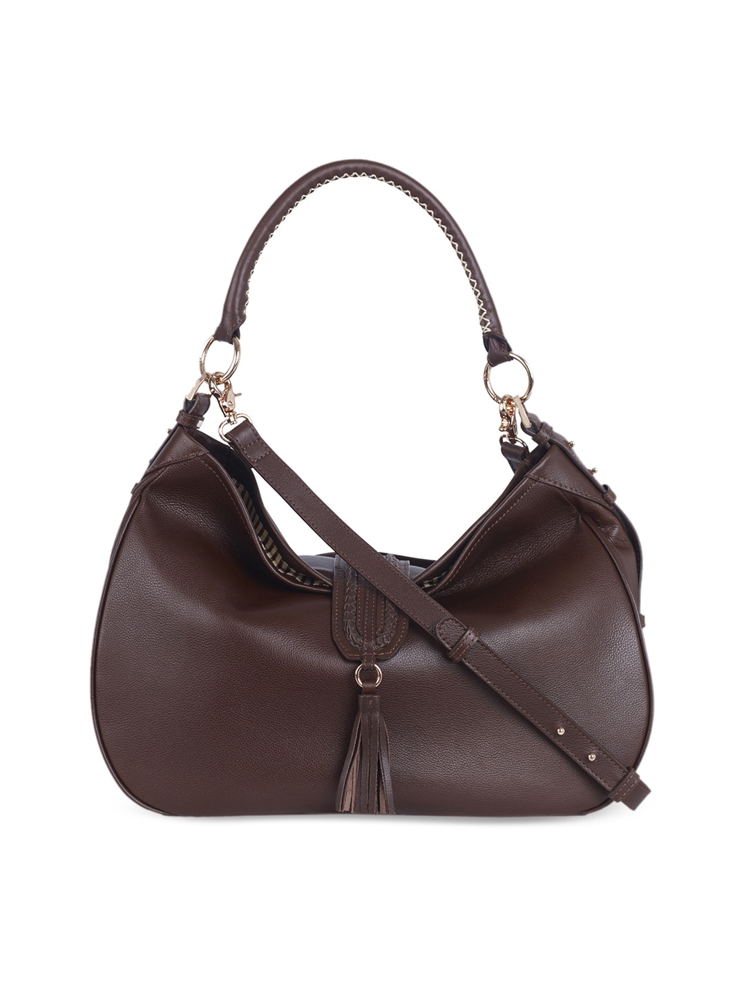 

tohl Brown Solid Leather Shoulder Bag
