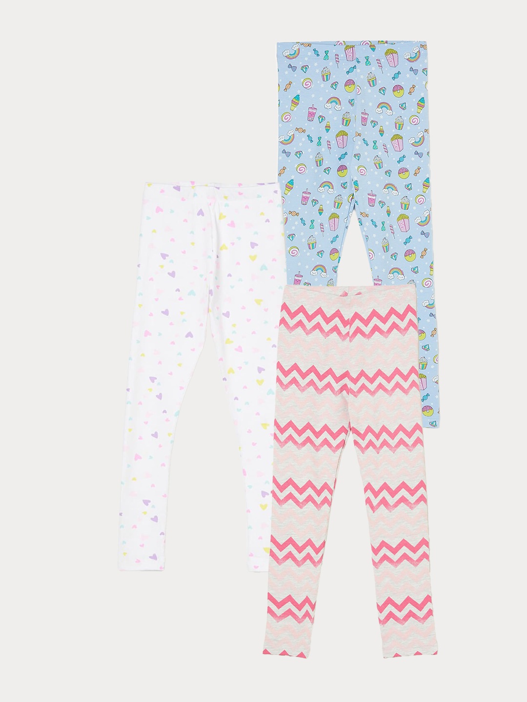 

Fame Forever by Lifestyle Girls Pack Of 3 Printed Ankle Length Leggings, Blue