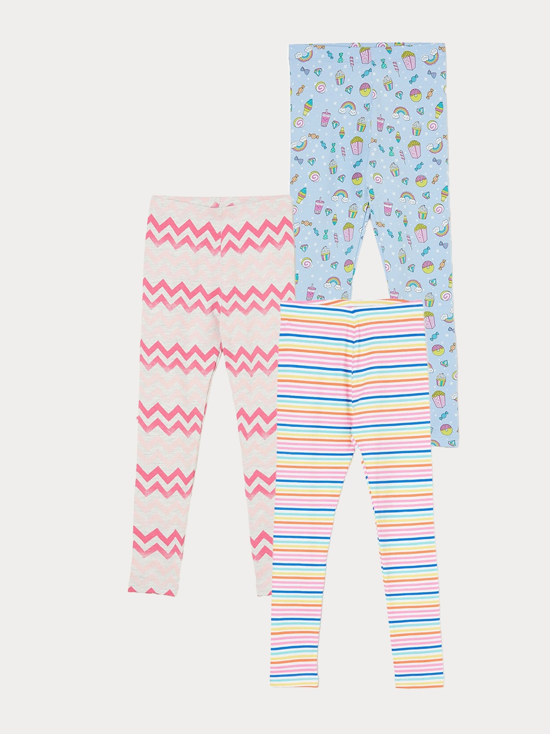 

Fame Forever by Lifestyle Girls Pack Of 3 Striped Ankle Length Leggings, Grey
