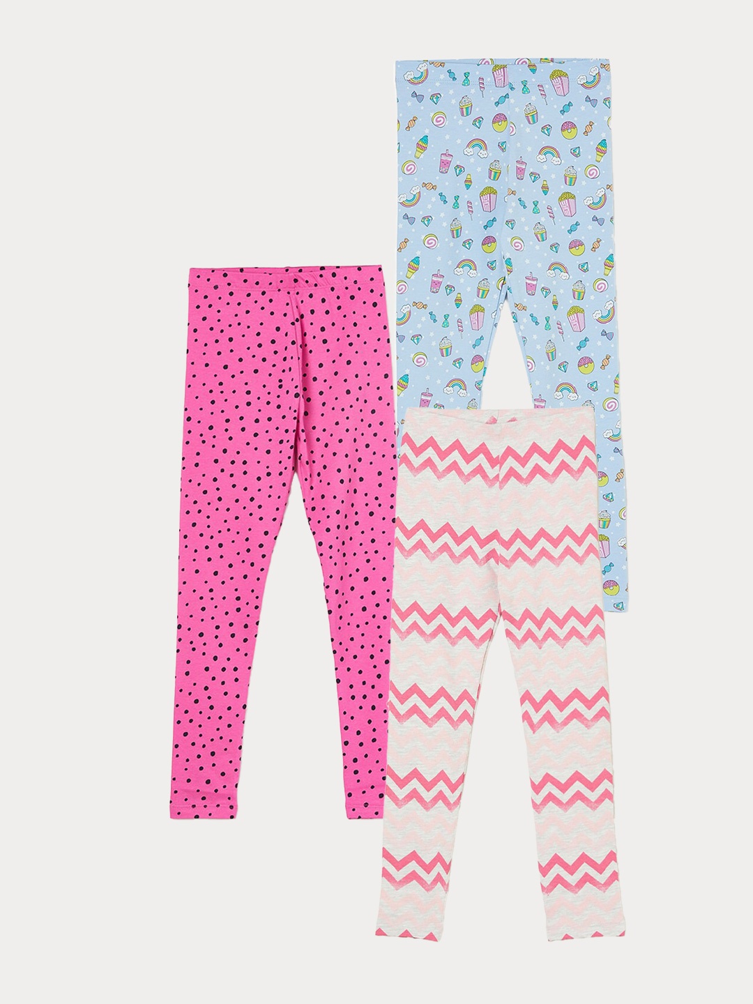 

Fame Forever by Lifestyle Girls Pack Of 3 Printed Ankle Length Leggings, Pink