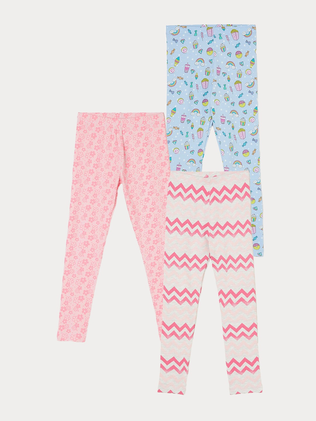

Fame Forever by Lifestyle Girls Pack Of 3 Printed Ankle Length Leggings, Pink