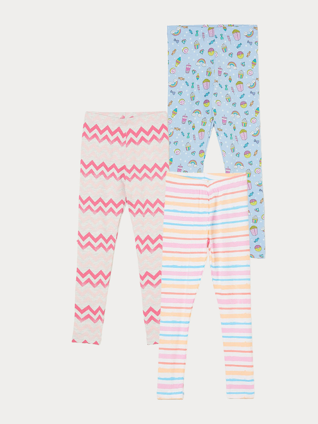 

Fame Forever by Lifestyle Girls Pack Of 3 Printed Ankle Length Leggings, Grey