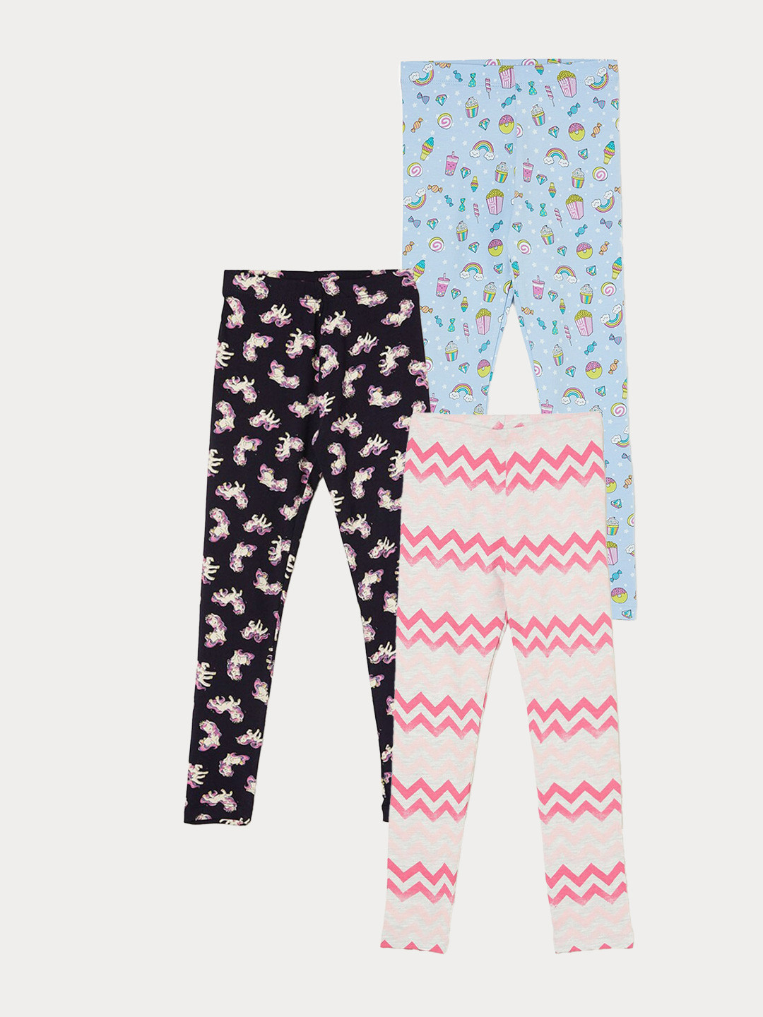 

Fame Forever by Lifestyle Girls Pack Of 3 Printed Ankle Length Leggings, Blue