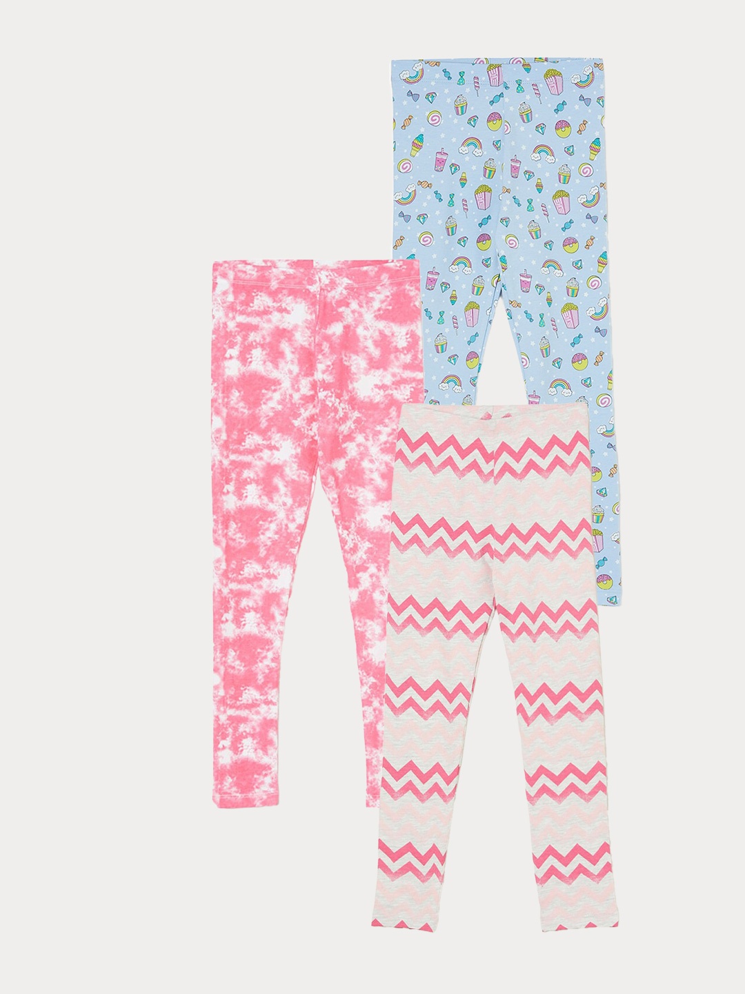 

Fame Forever by Lifestyle Girls Pack Of 3 Printed Ankle Length Leggings, Pink