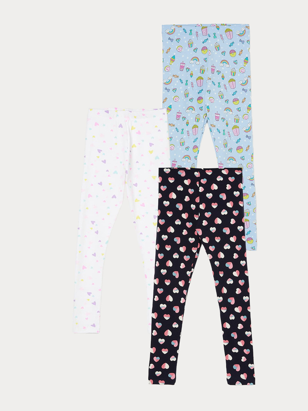 

Fame Forever by Lifestyle Girls Pack Of 3 Printed Ankle Length Leggings, Blue