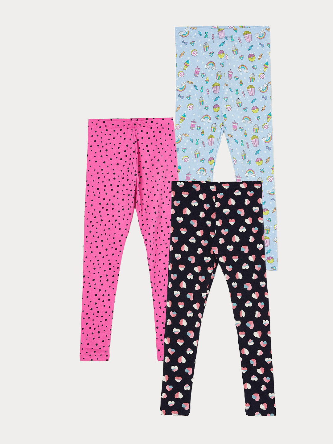

Fame Forever by Lifestyle Girls Pack Of 3 Printed Ankle Length Leggings, Pink
