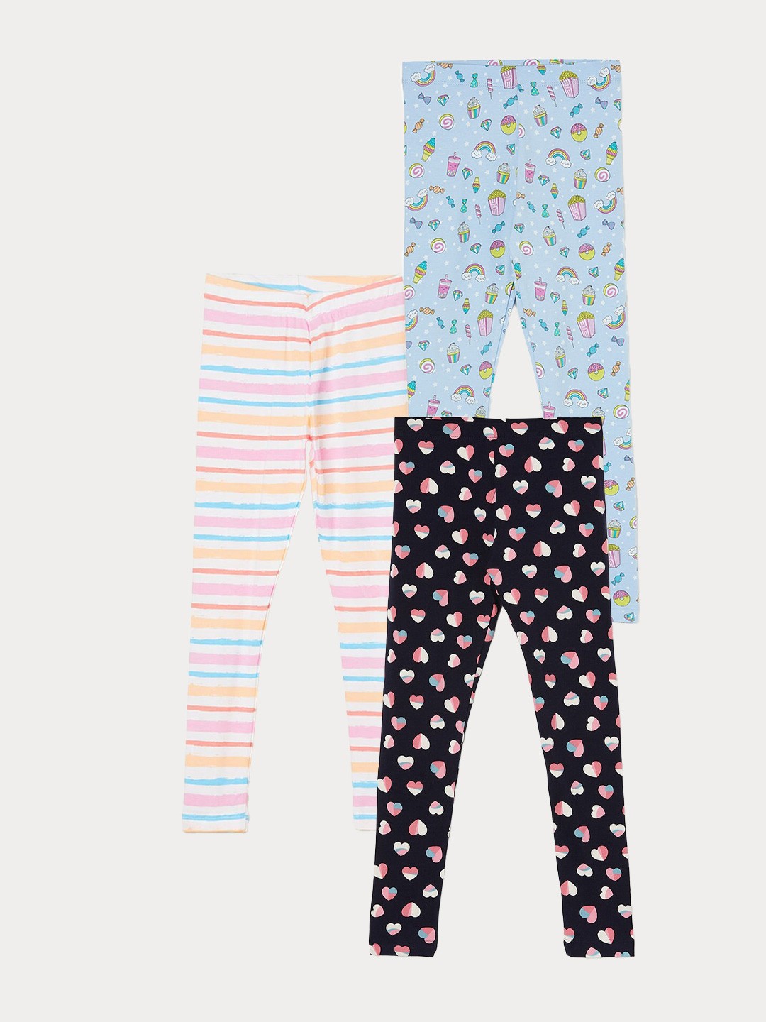 

Fame Forever by Lifestyle Girls Pack Of 3 Printed Ankle Length Leggings, Blue