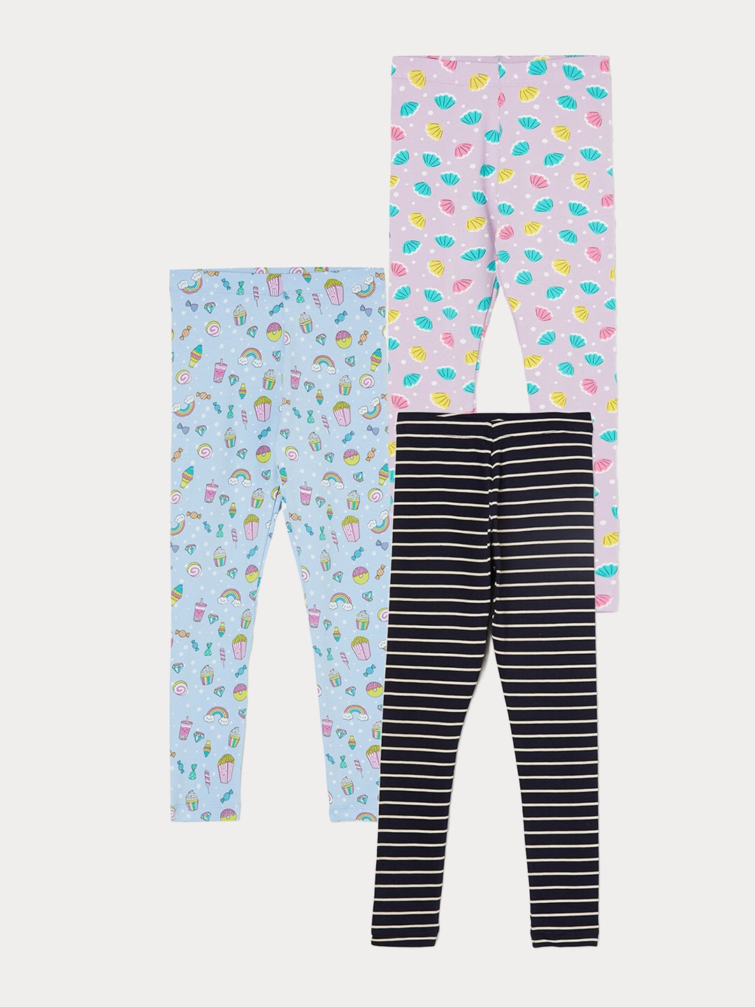 

Fame Forever by Lifestyle Girls Pack Of 3 Printed Ankle Length Leggings, Blue