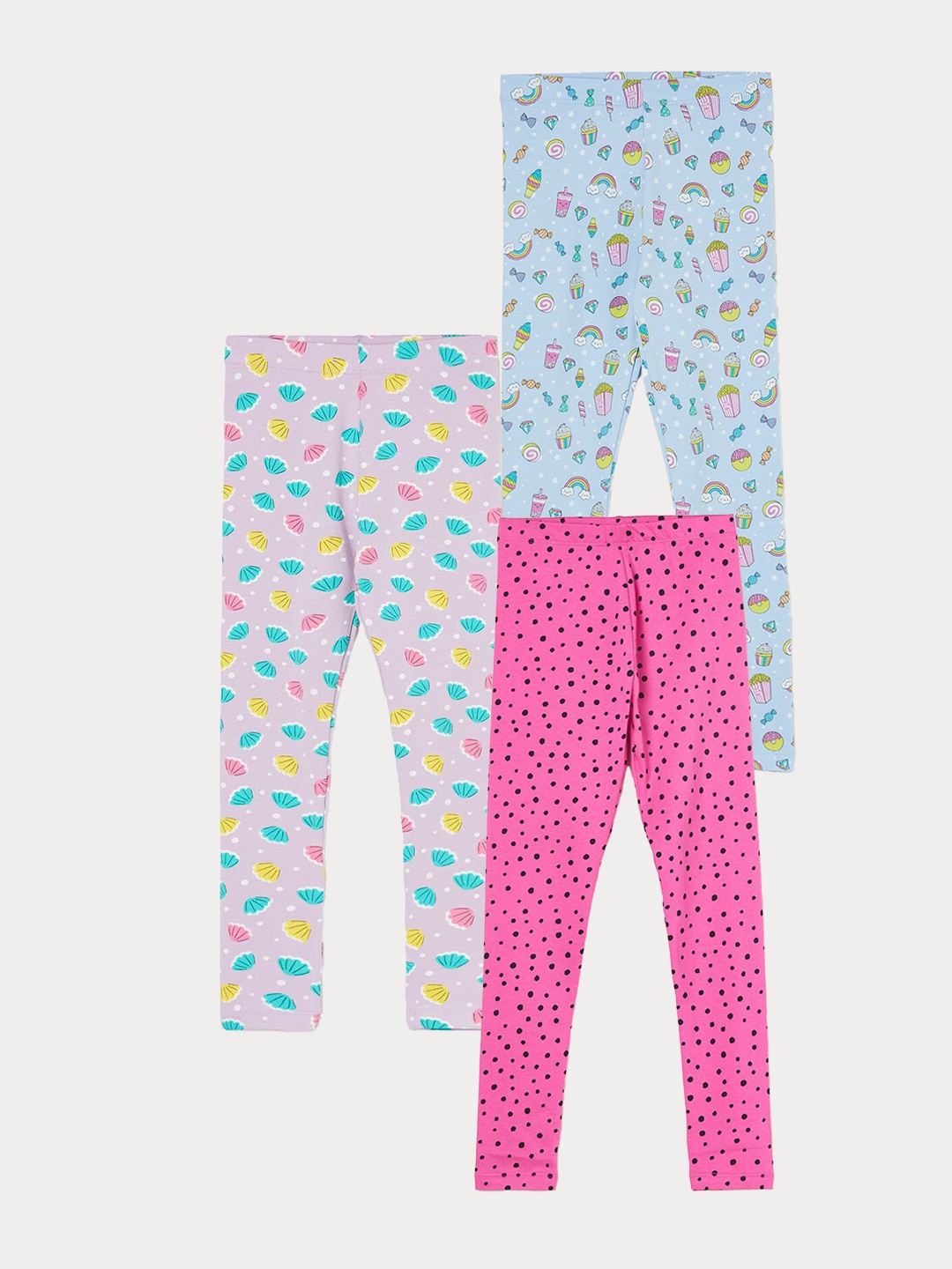 

Fame Forever by Lifestyle Girls Pack Of 3 Printed Ankle Length Leggings, Pink