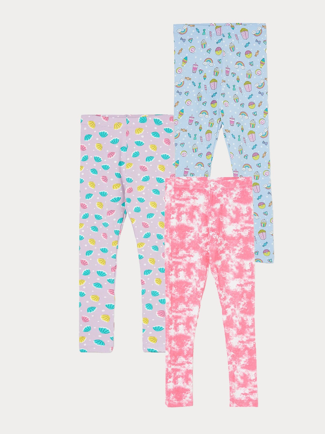

Fame Forever by Lifestyle Girls Pack Of 3 Printed Ankle Length Leggings, White