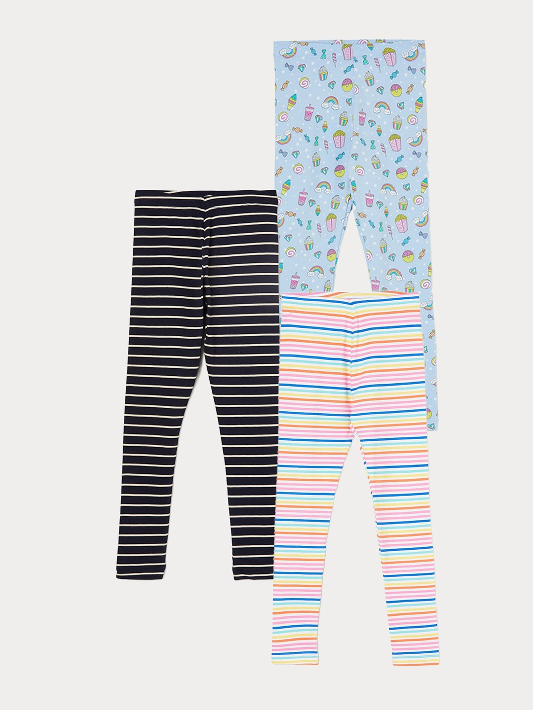 

Fame Forever by Lifestyle Girls Pack Of 3 Printed Ankle Length Leggings, Blue
