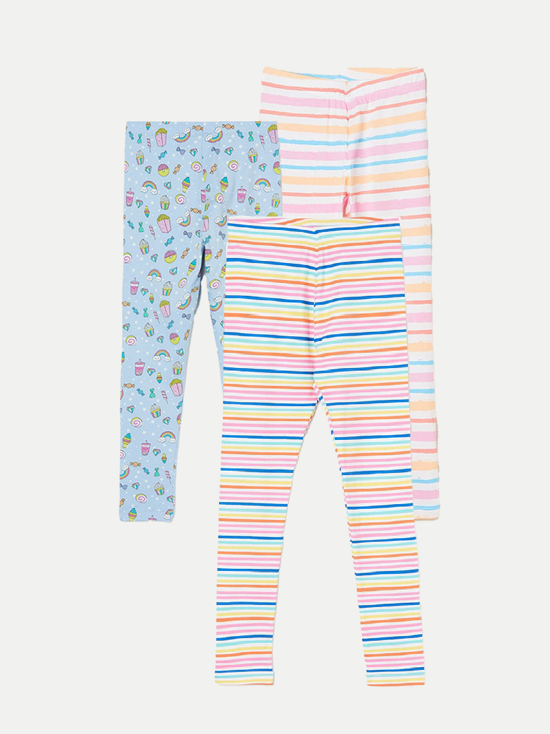 

Fame Forever by Lifestyle Girls Pack Of 3 Printed Ankle Length Leggings, Blue