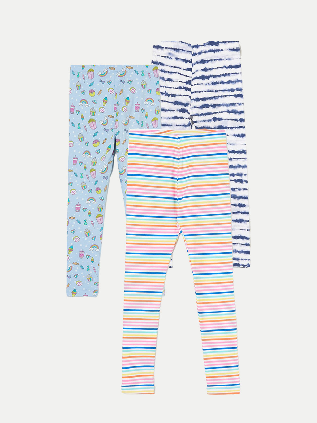 

Fame Forever by Lifestyle Girls Pack Of 3 Printed Ankle Length Leggings, Blue