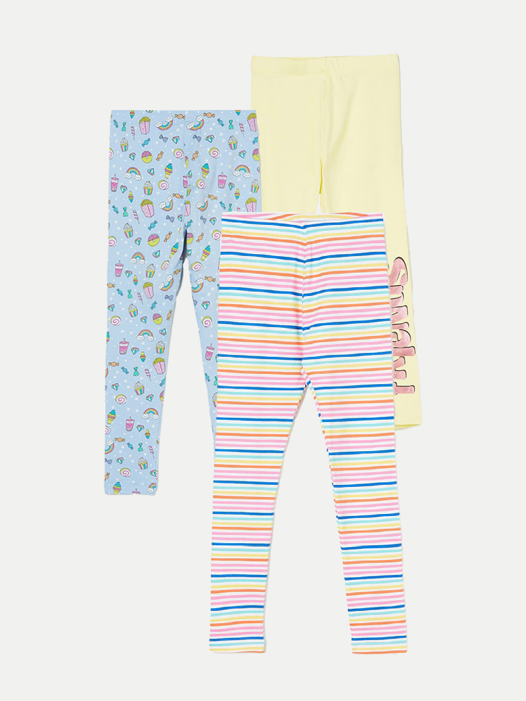 

Fame Forever by Lifestyle Girls Pack Of 3 Printed Ankle Length Leggings, Blue