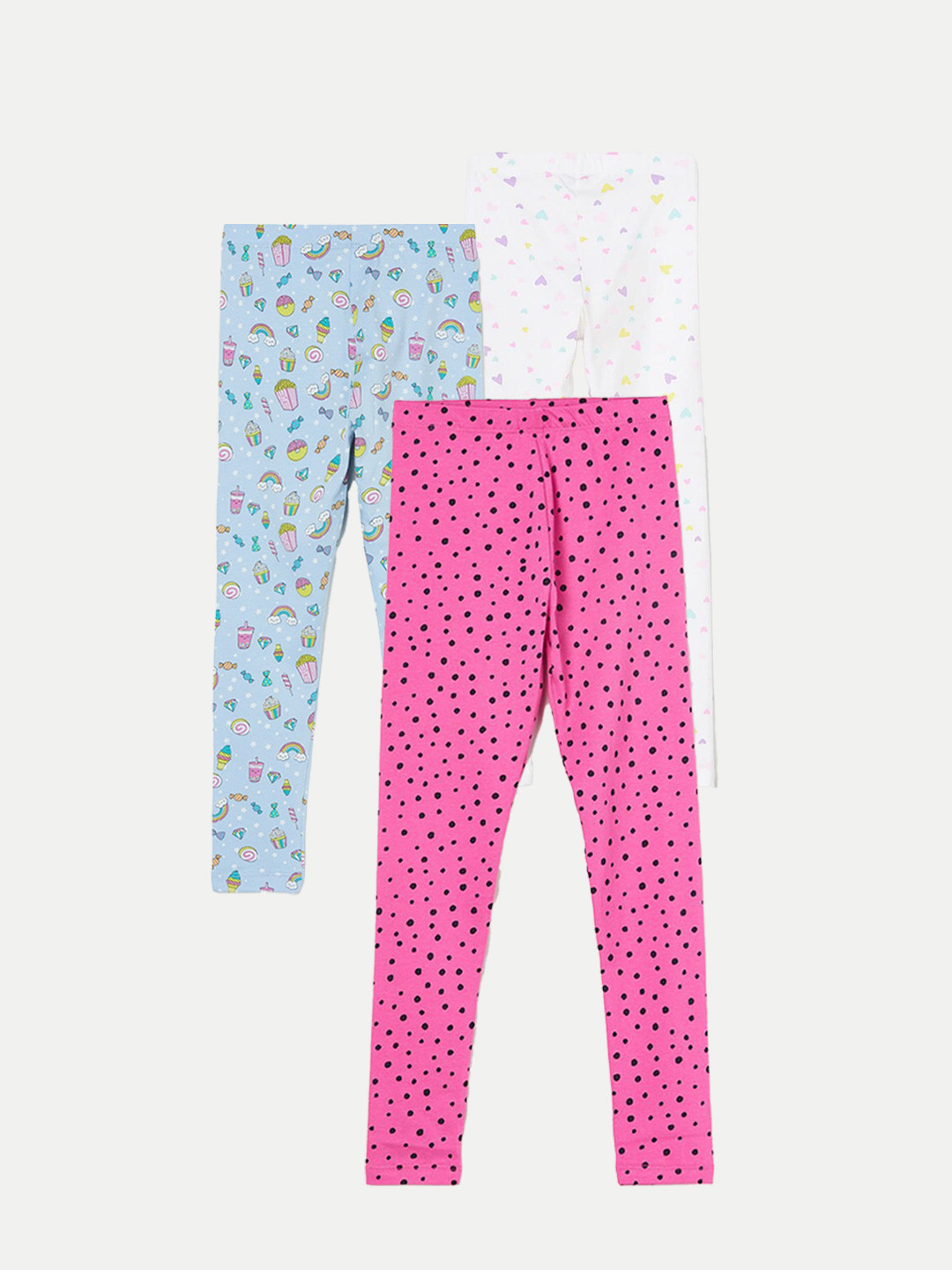 

Fame Forever by Lifestyle Girls Pack Of 3 Printed Ankle Length Leggings, Pink