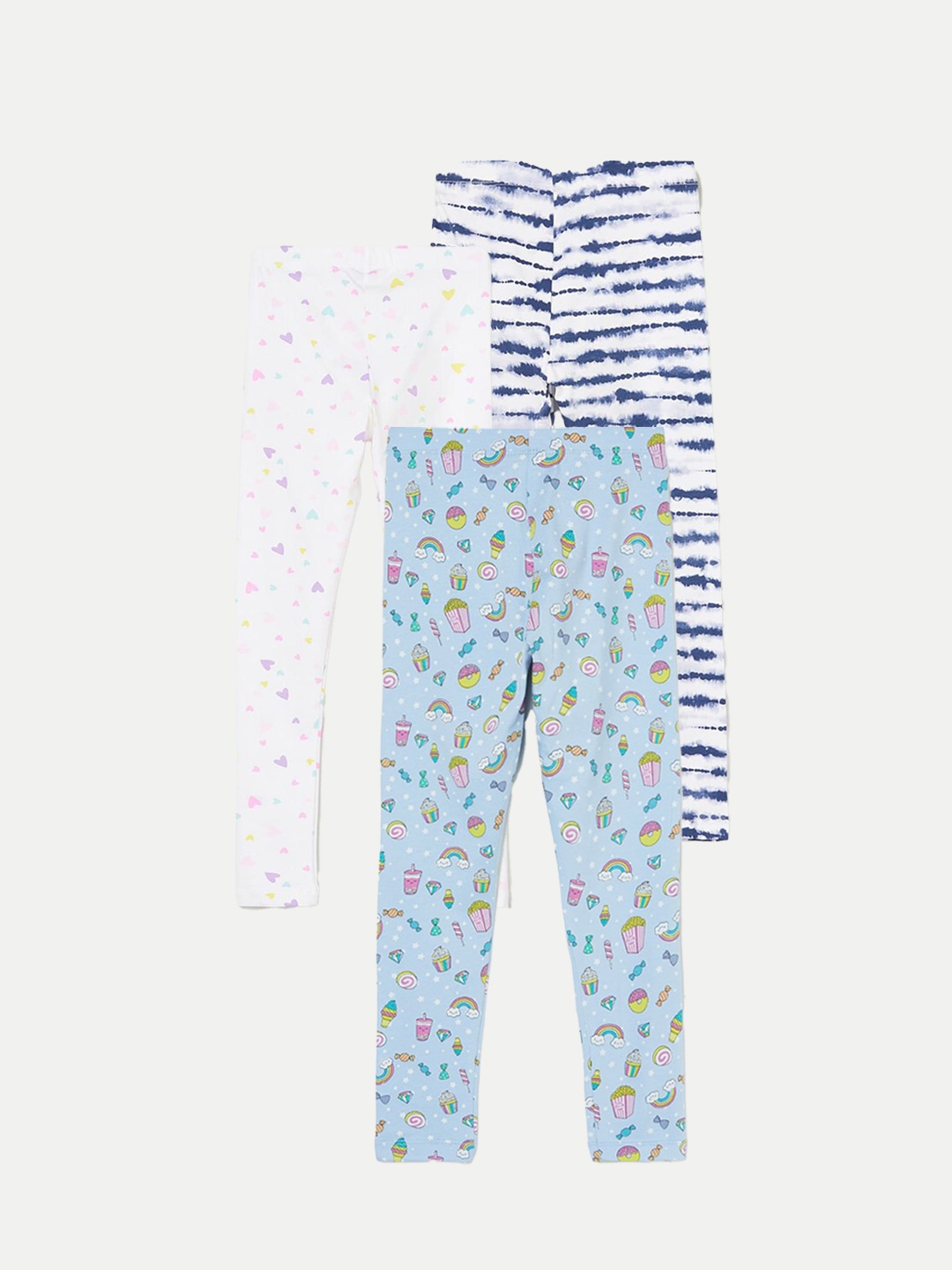 

Fame Forever by Lifestyle Girls Pack Of 3 Printed Ankle Length Leggings, Blue