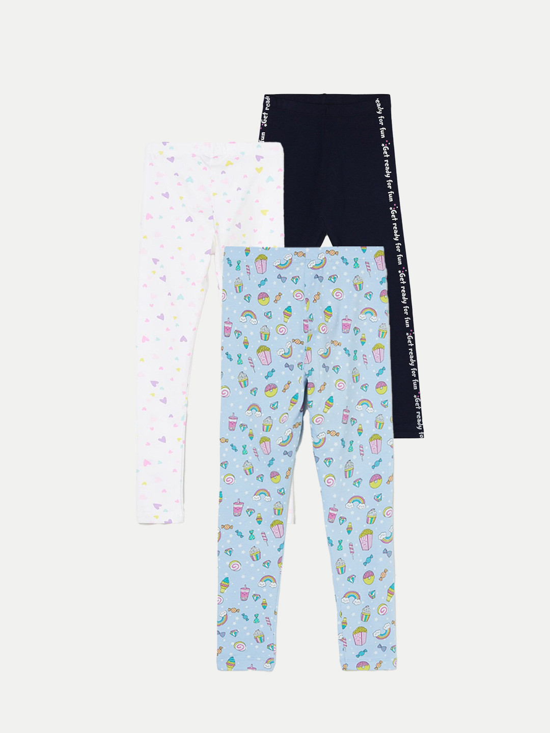 

Fame Forever by Lifestyle Girls Pack Of 3 Printed Ankle Length Leggings, Blue