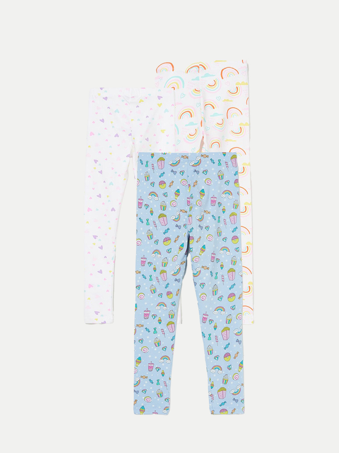 

Fame Forever by Lifestyle Girls Pack Of 3 Printed Ankle Length Leggings, Blue