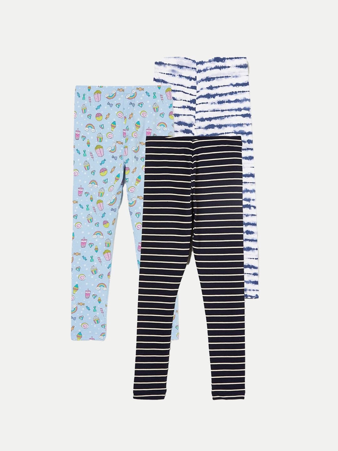 

Fame Forever by Lifestyle Girls Pack Of 3 Printed Ankle Length Leggings, Blue