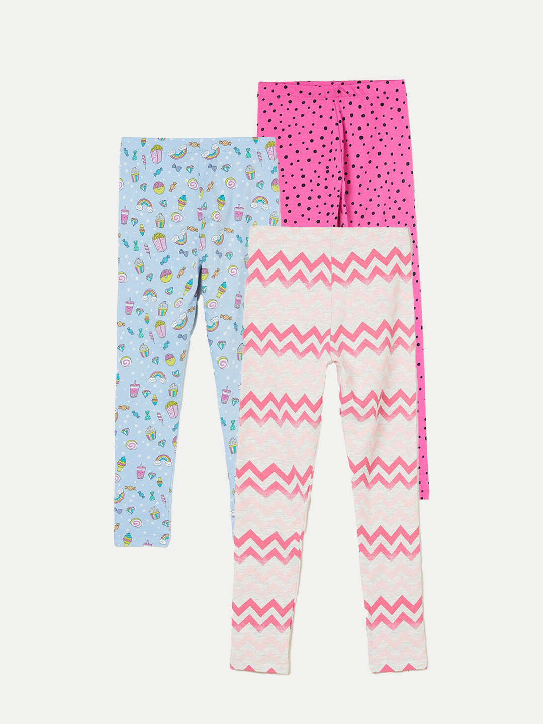 

Fame Forever by Lifestyle Girls Pack Of 3 Printed Ankle Length Leggings, Grey melange