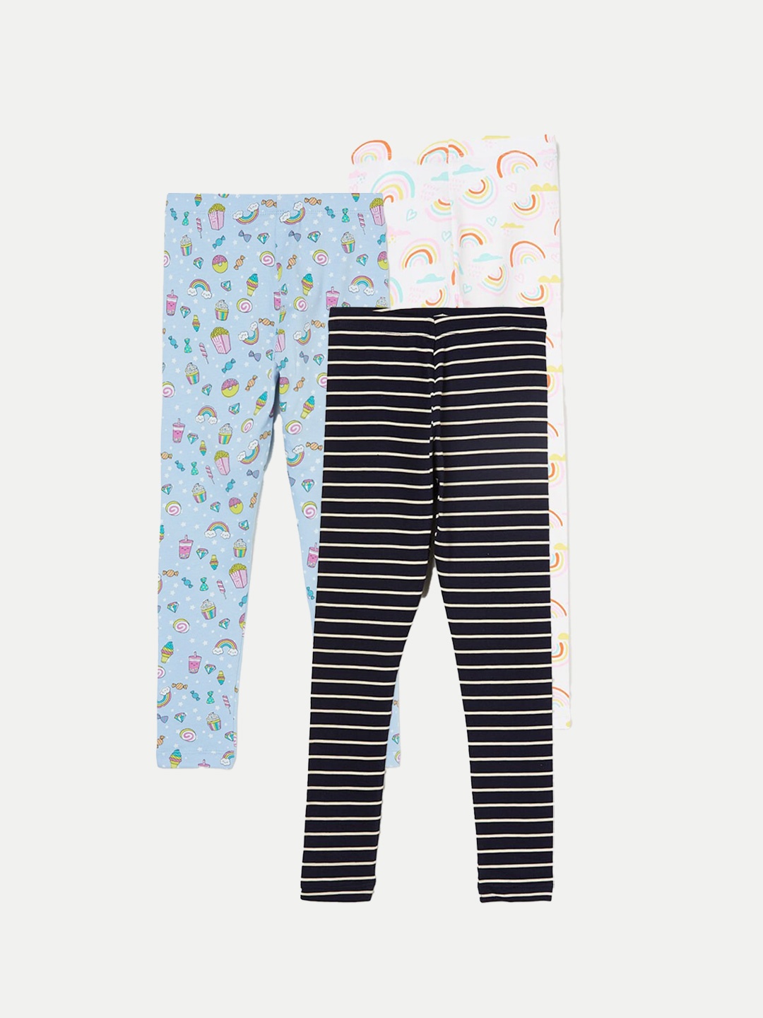 

Fame Forever by Lifestyle Girls Pack Of 3 Printed Ankle Length Leggings, Blue