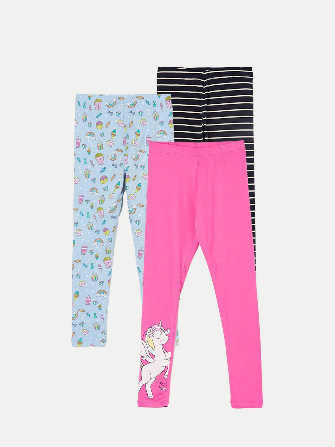 

Fame Forever by Lifestyle Girls Pack Of 3 Printed Ankle Length Leggings, Pink