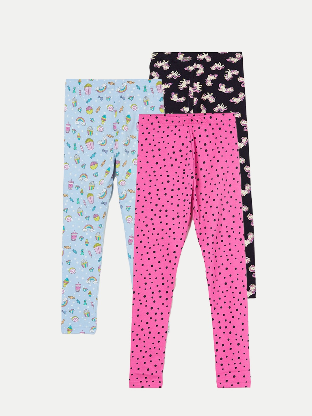 

Fame Forever by Lifestyle Girls Pack Of 3 Printed Ankle Length Leggings, Pink