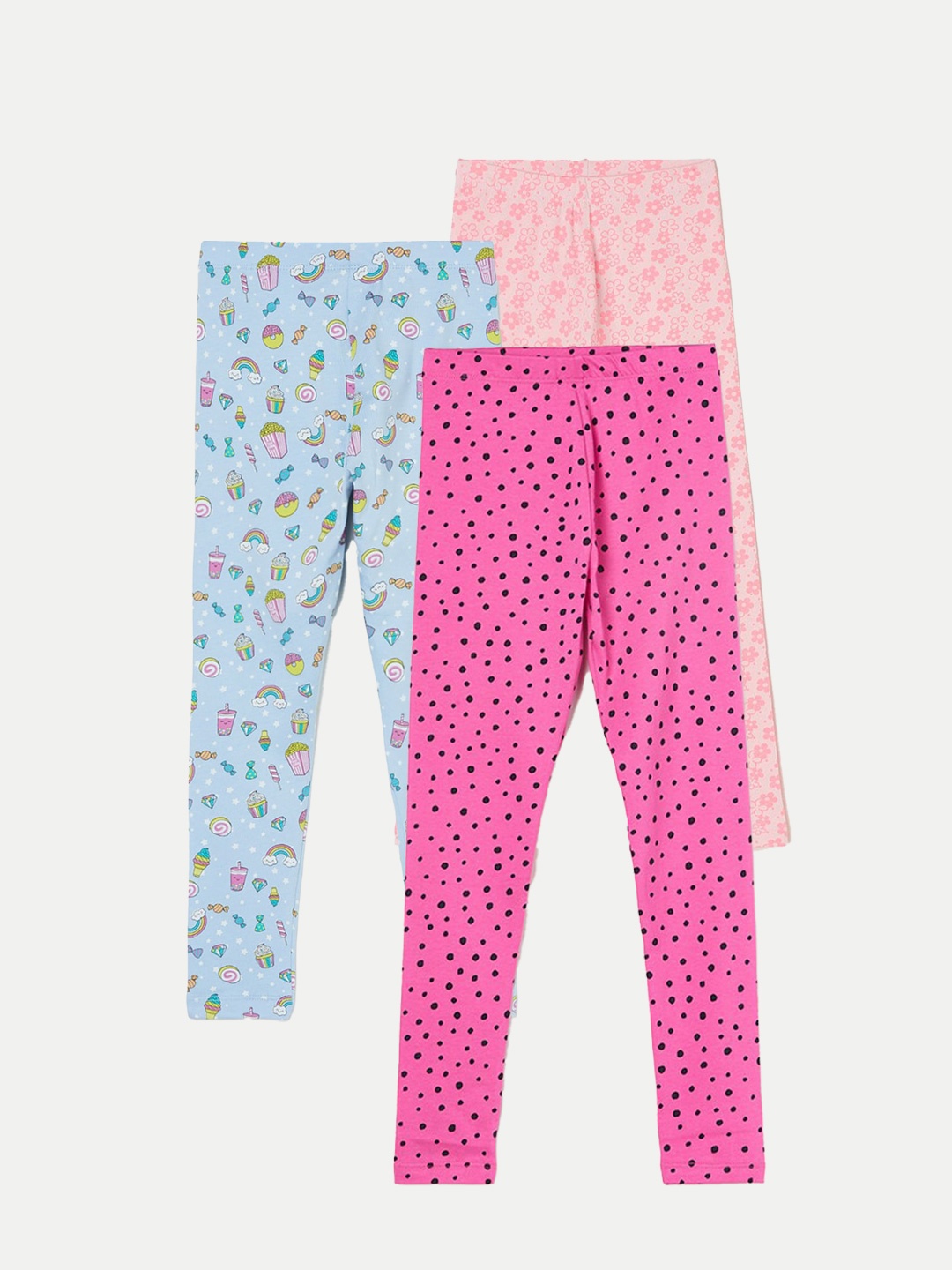 

Fame Forever by Lifestyle Girls Pack Of 3 Printed Ankle Length Leggings, Pink