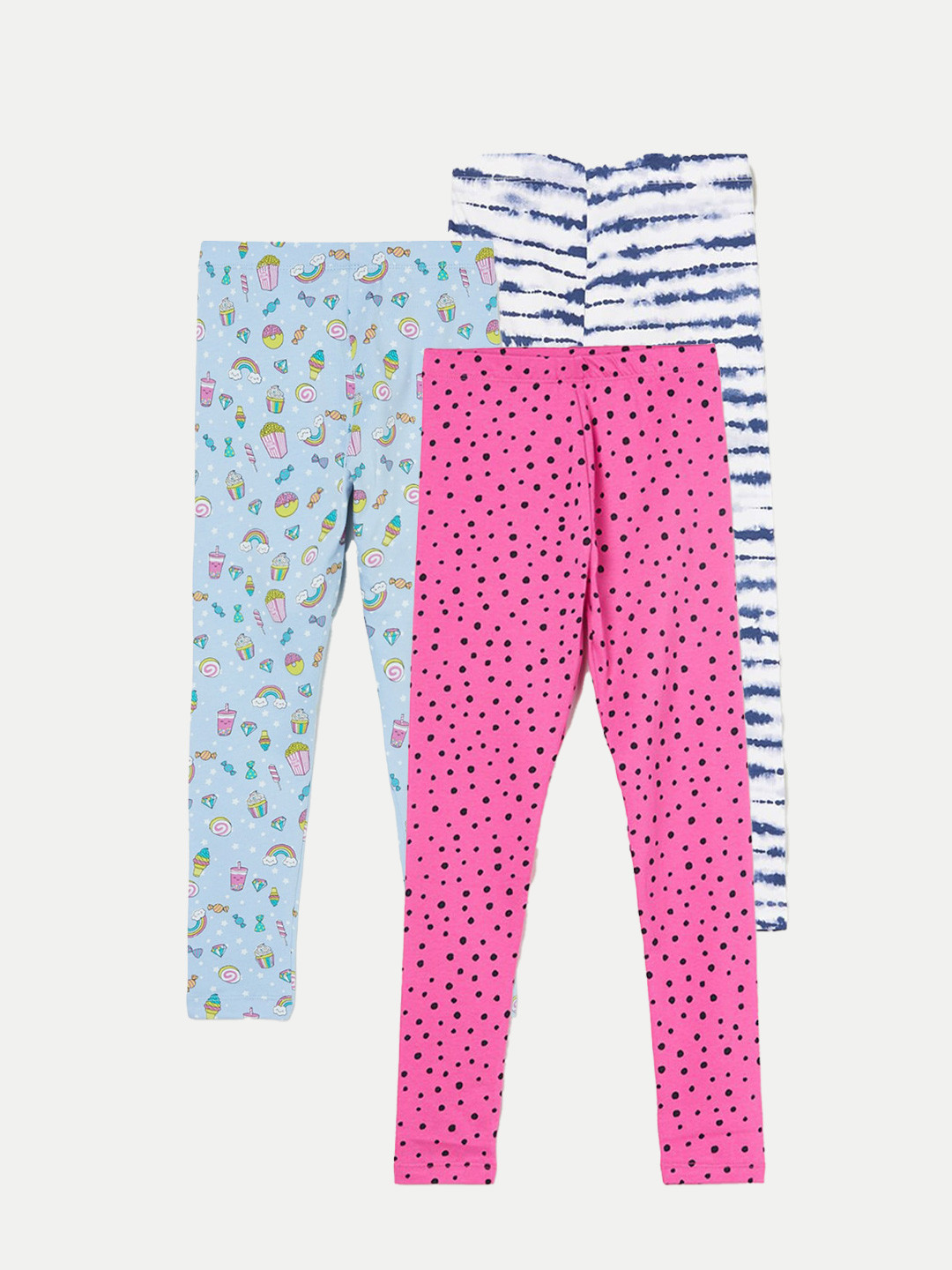 

Fame Forever by Lifestyle Girls Pack Of 3 Printed Ankle Length Leggings, Pink