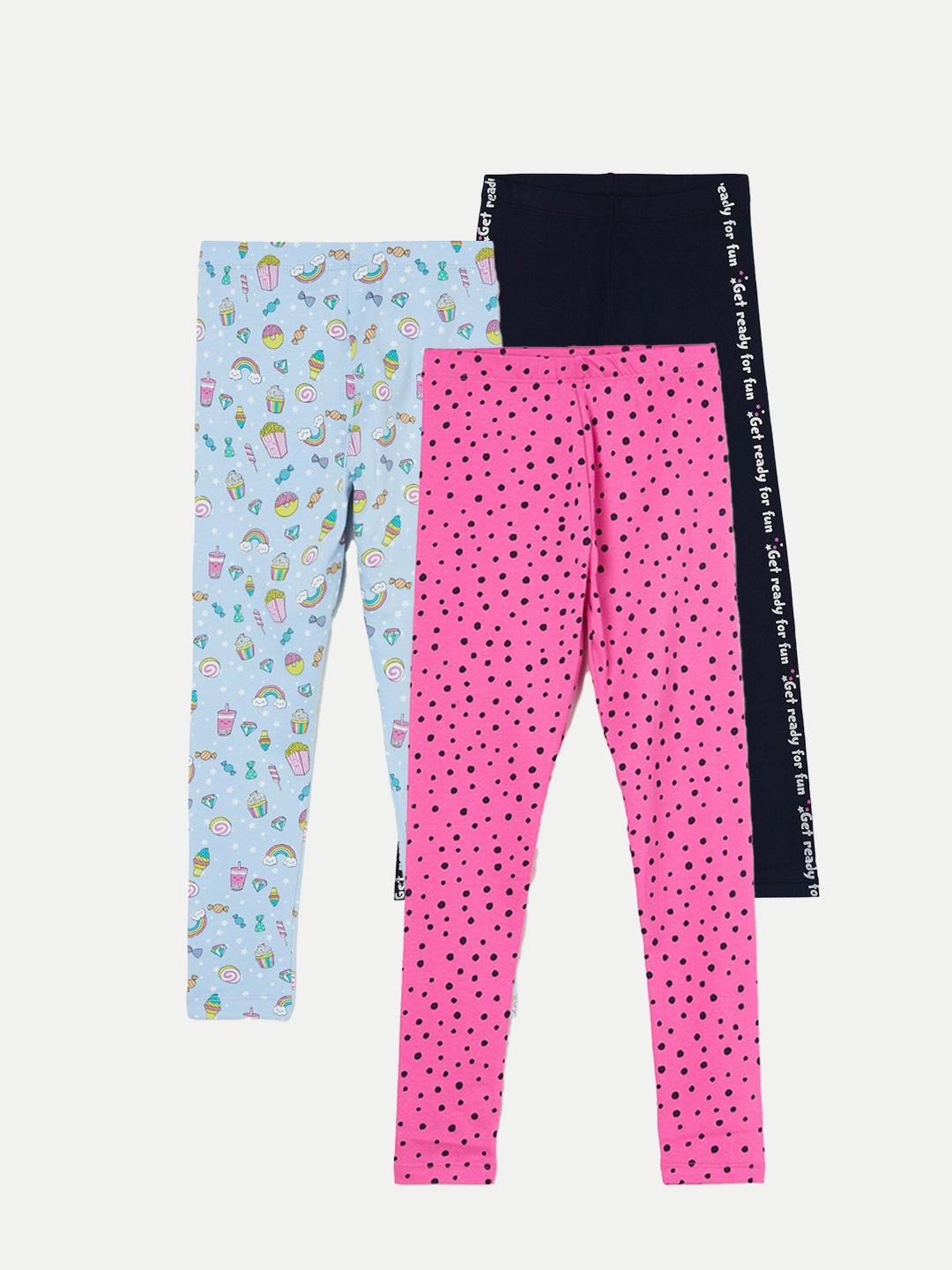

Fame Forever by Lifestyle Girls Pack Of 3 Printed Ankle Length Leggings, Pink