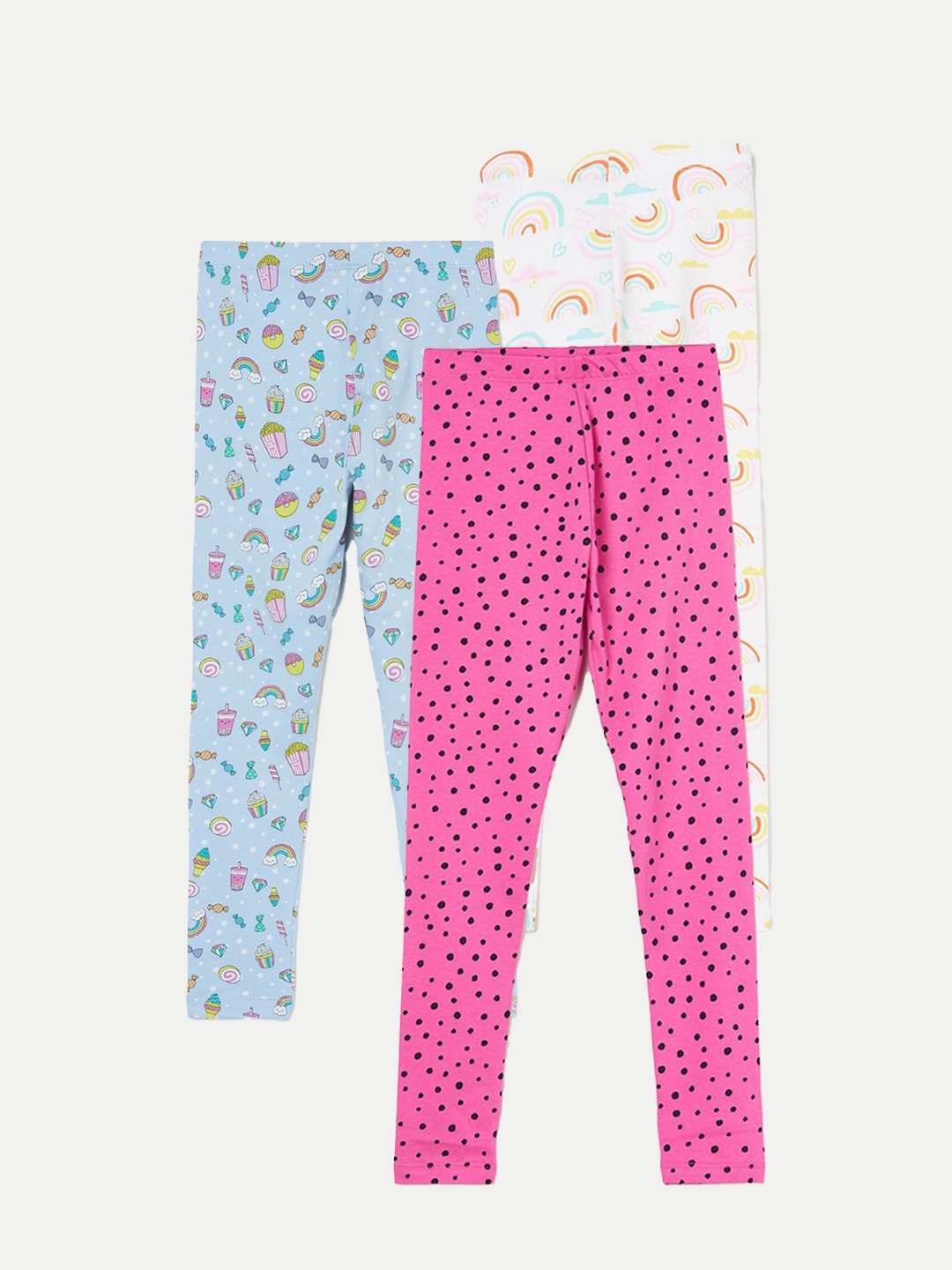 

Fame Forever by Lifestyle Girls Pack Of 3 Printed Ankle Length Leggings, Pink
