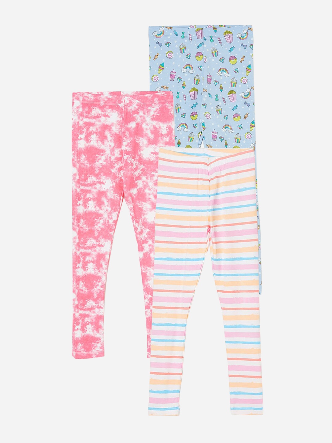 

Fame Forever by Lifestyle Girls Pack Of 3 Printed Ankle Length Leggings, White