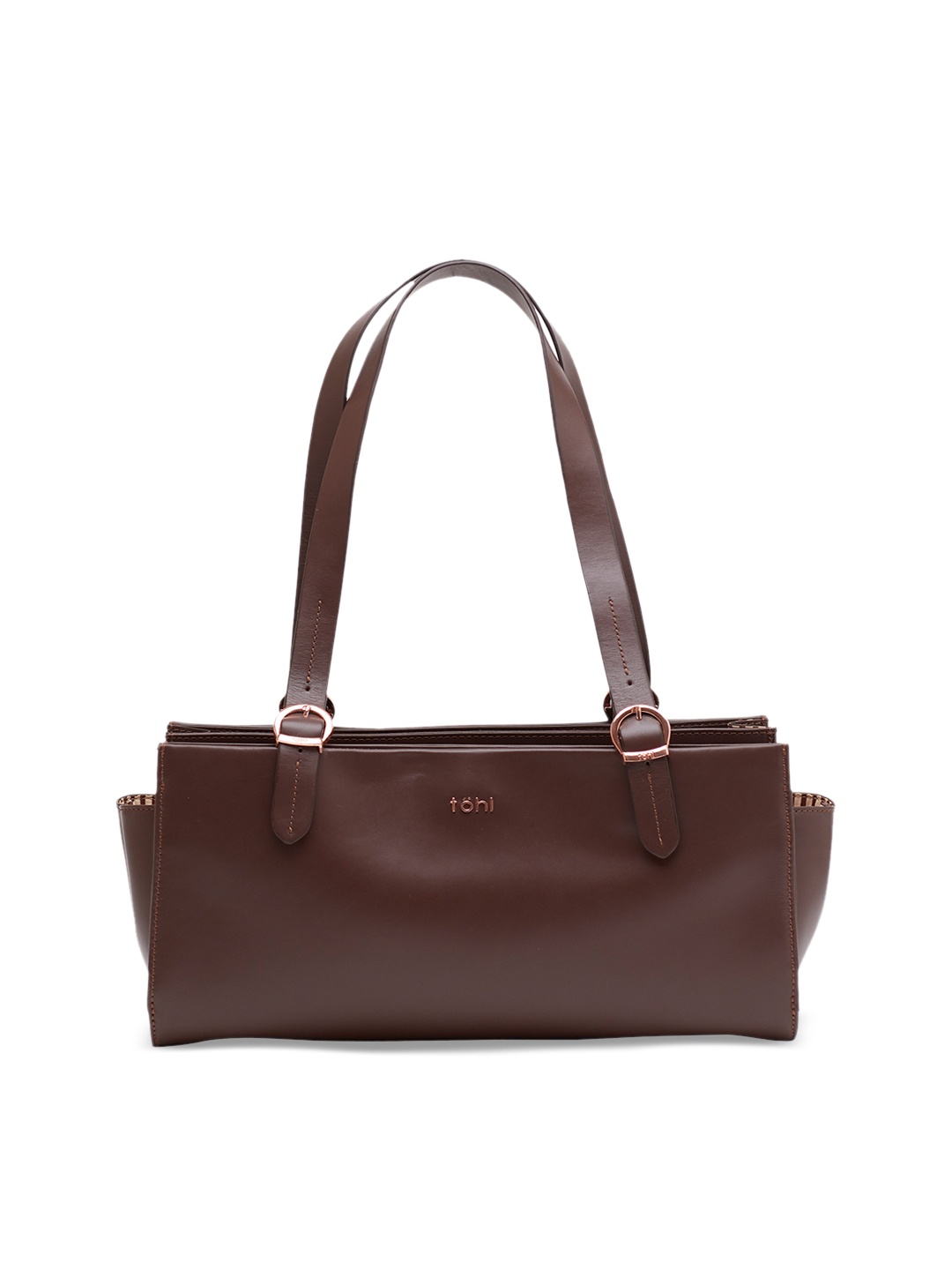 

tohl Brown Solid Leather Shoulder Bag