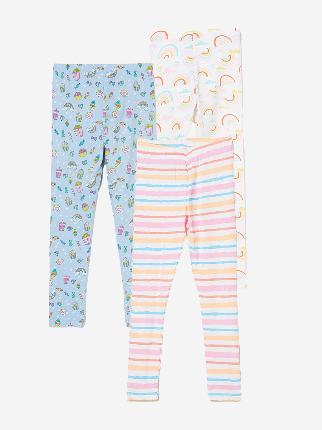 

Fame Forever by Lifestyle Girls Pack Of 3 Printed Ankle Length Leggings, White