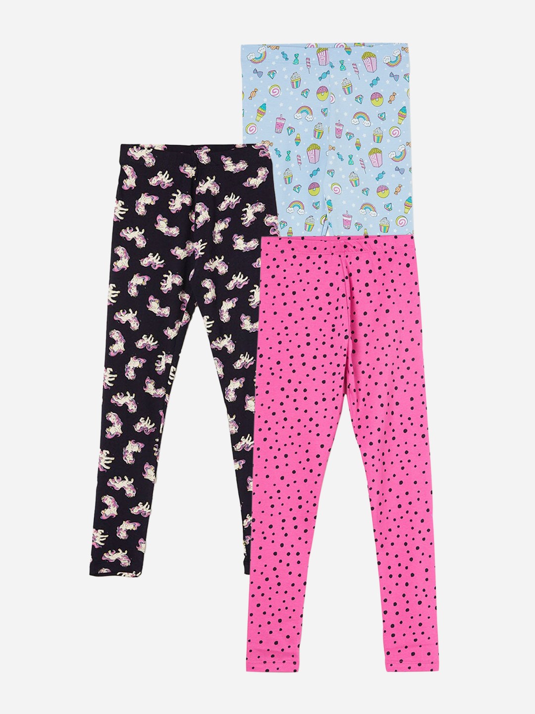 

Fame Forever by Lifestyle Girls Pack Of 3 Printed Ankle Length Cotton Leggings, Pink