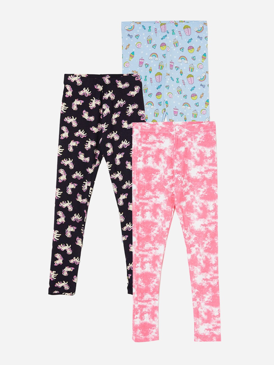 

Fame Forever by Lifestyle Girls Pack Of 3 Printed Ankle Length Leggings, White