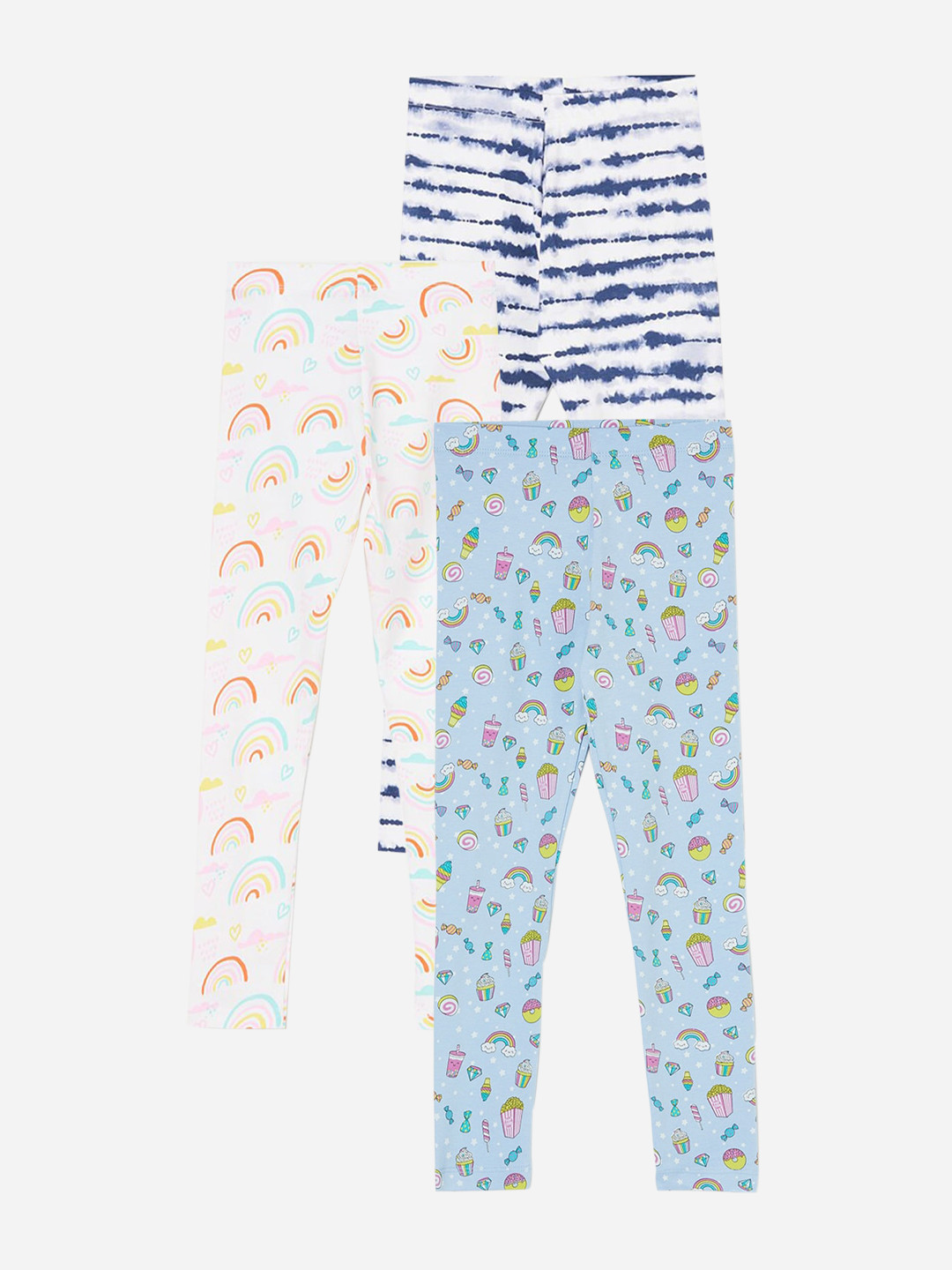 

Fame Forever by Lifestyle Girls Pack Of 3 Printed Ankle Length Leggings, Blue