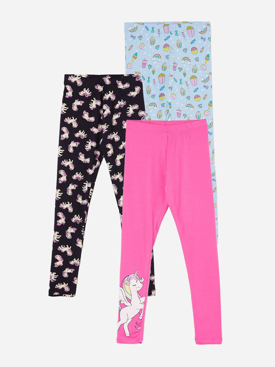 

Fame Forever by Lifestyle Girls Pack Of 3 Printed Ankle Length Leggings, Pink