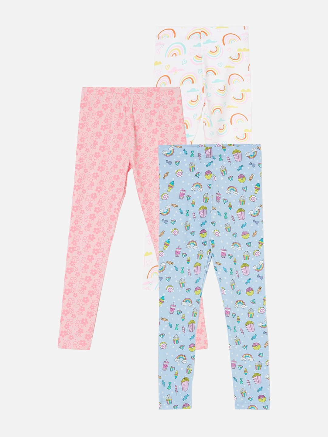 

Fame Forever by Lifestyle Girls Pack Of 3 Printed Ankle Length Leggings, Blue