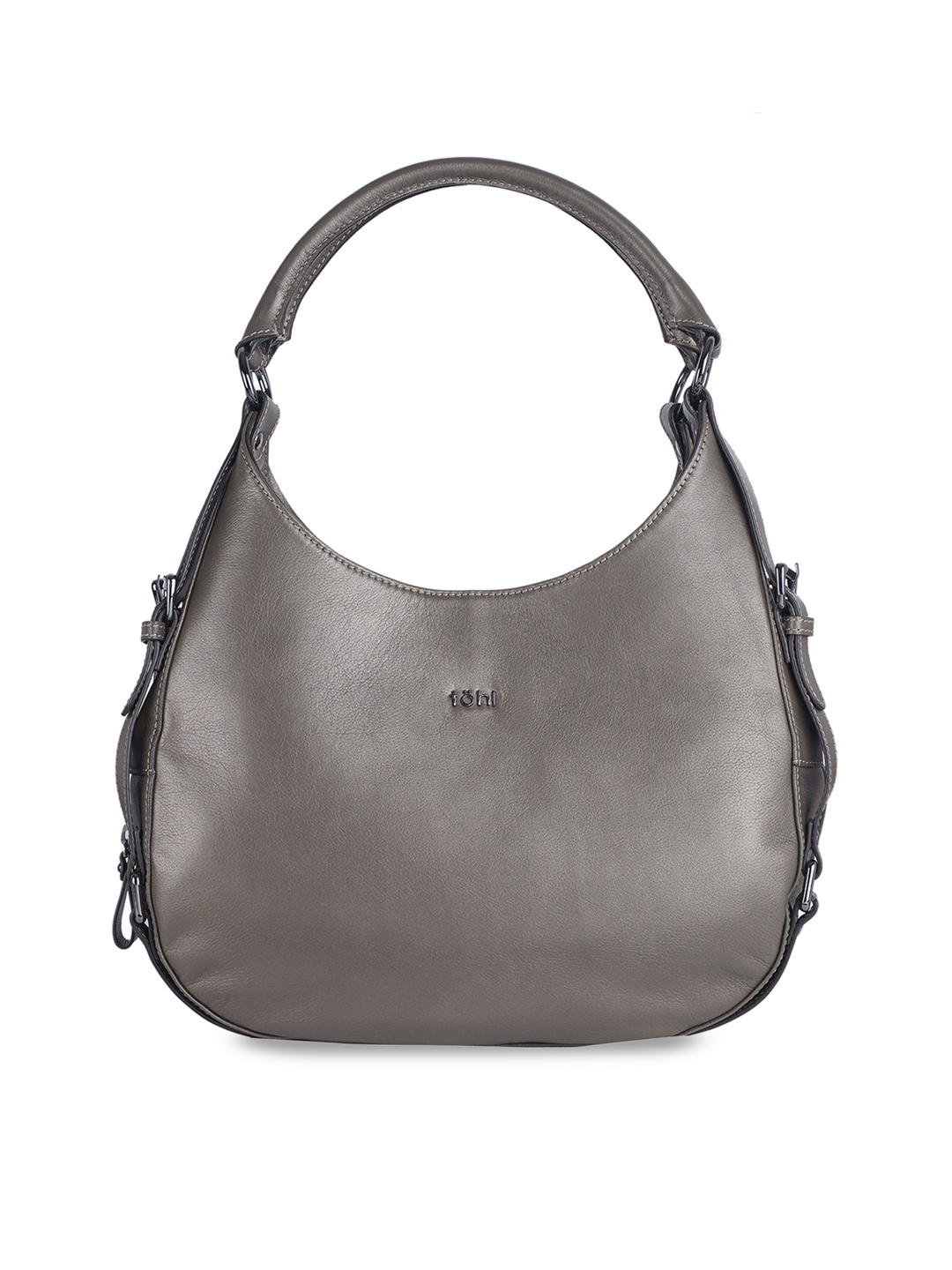 

tohl Taupe Solid Leather Shoulder Bag