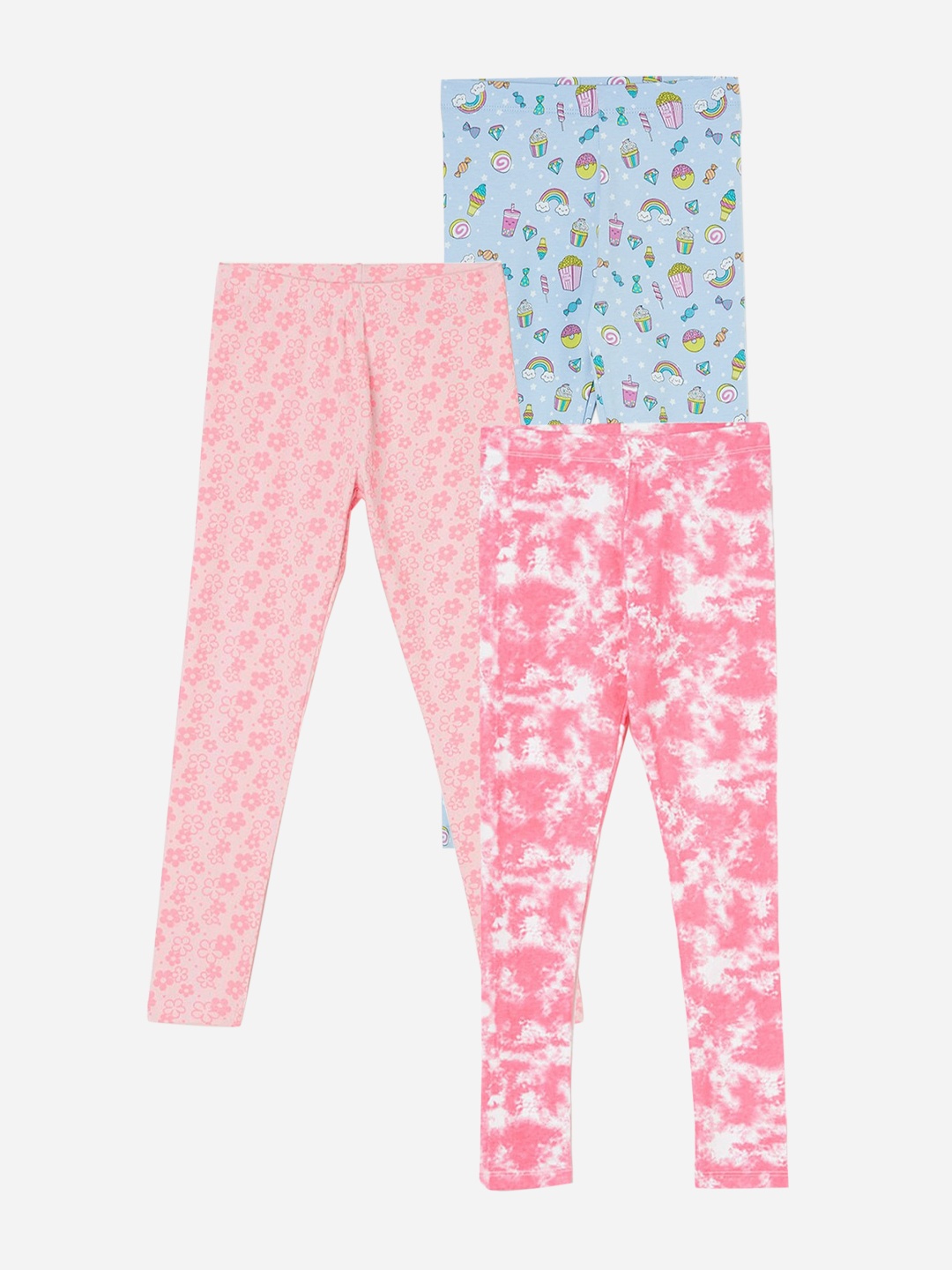 

Fame Forever by Lifestyle Girls Pack Of 3 Printed Ankle Length Leggings, White