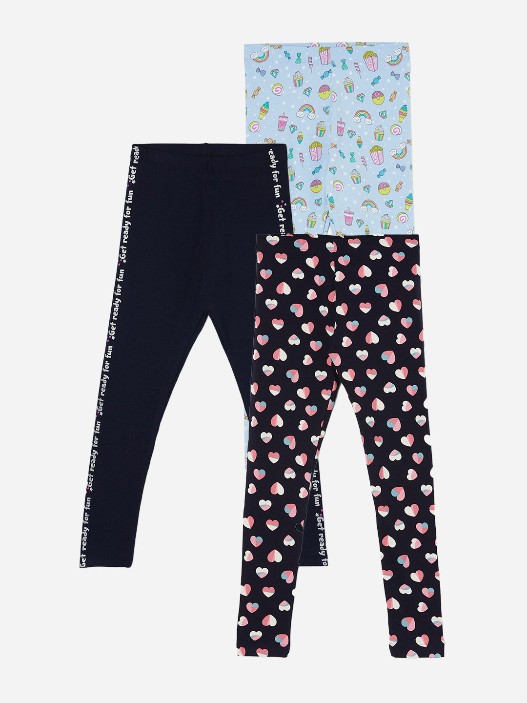

Fame Forever by Lifestyle Girls Pack Of 3 Printed Ankle Length Leggings, Blue