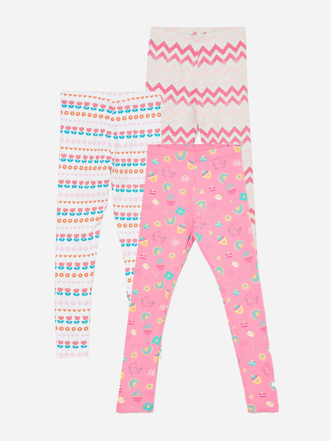 

Fame Forever by Lifestyle Girls Pack Of 3 Printed Ankle Length Leggings, Pink