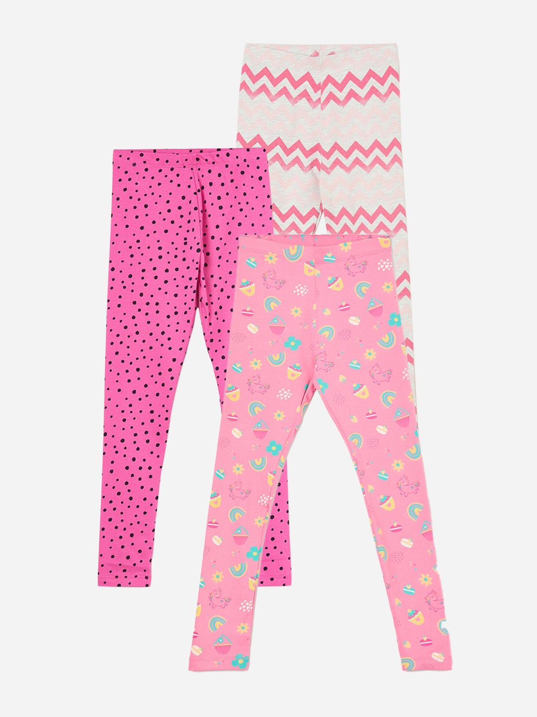 

Fame Forever by Lifestyle Girls Pack Of 3 Printed Ankle Length Leggings, Pink