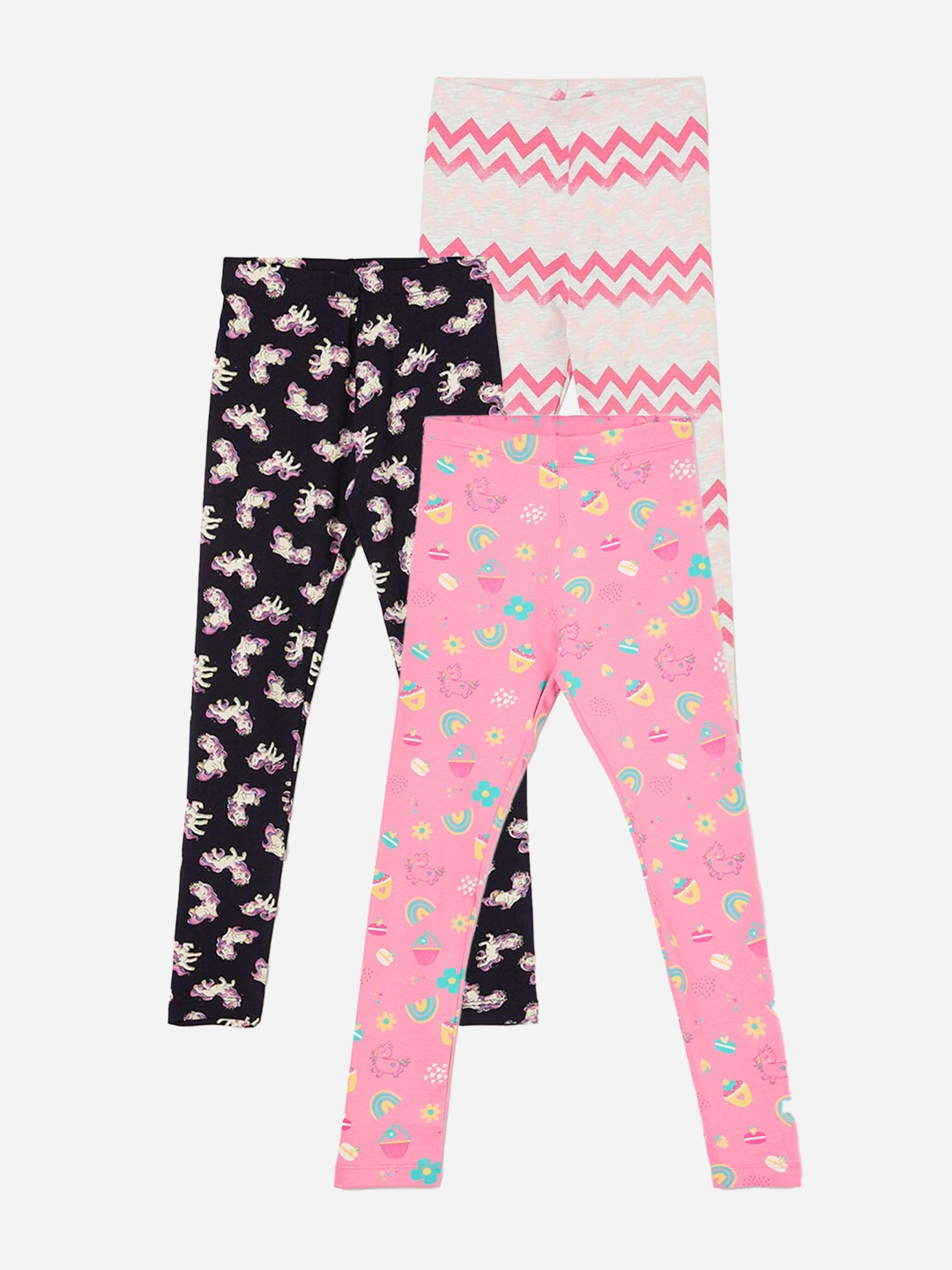 

Fame Forever by Lifestyle Girls Pack Of 3 Printed Ankle Length Leggings, Pink
