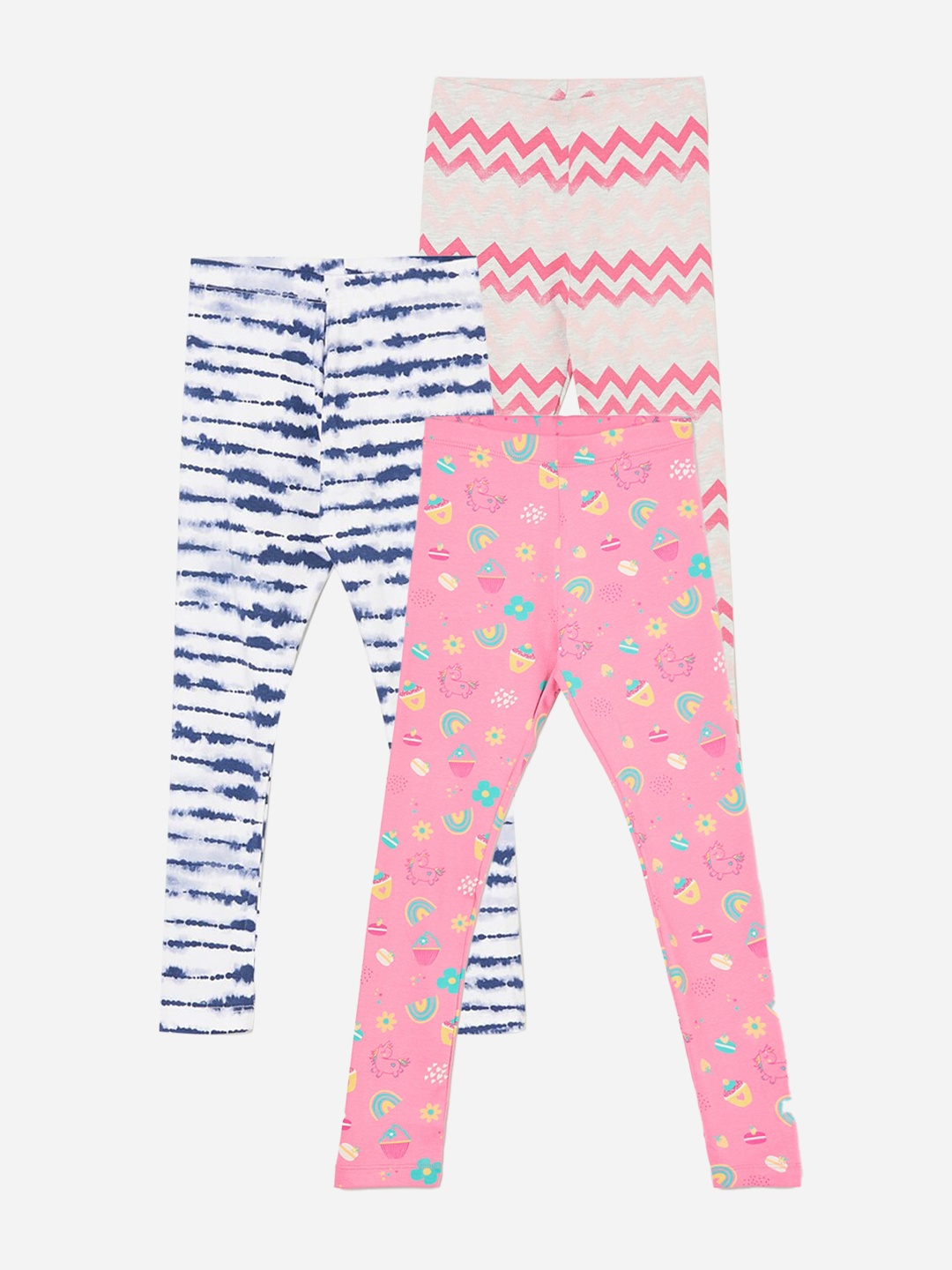 

Fame Forever by Lifestyle Girls Pack Of 3 Printed Ankle Length Leggings, Pink